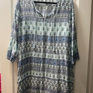J. Jill Blue and Cream Floral Tunic